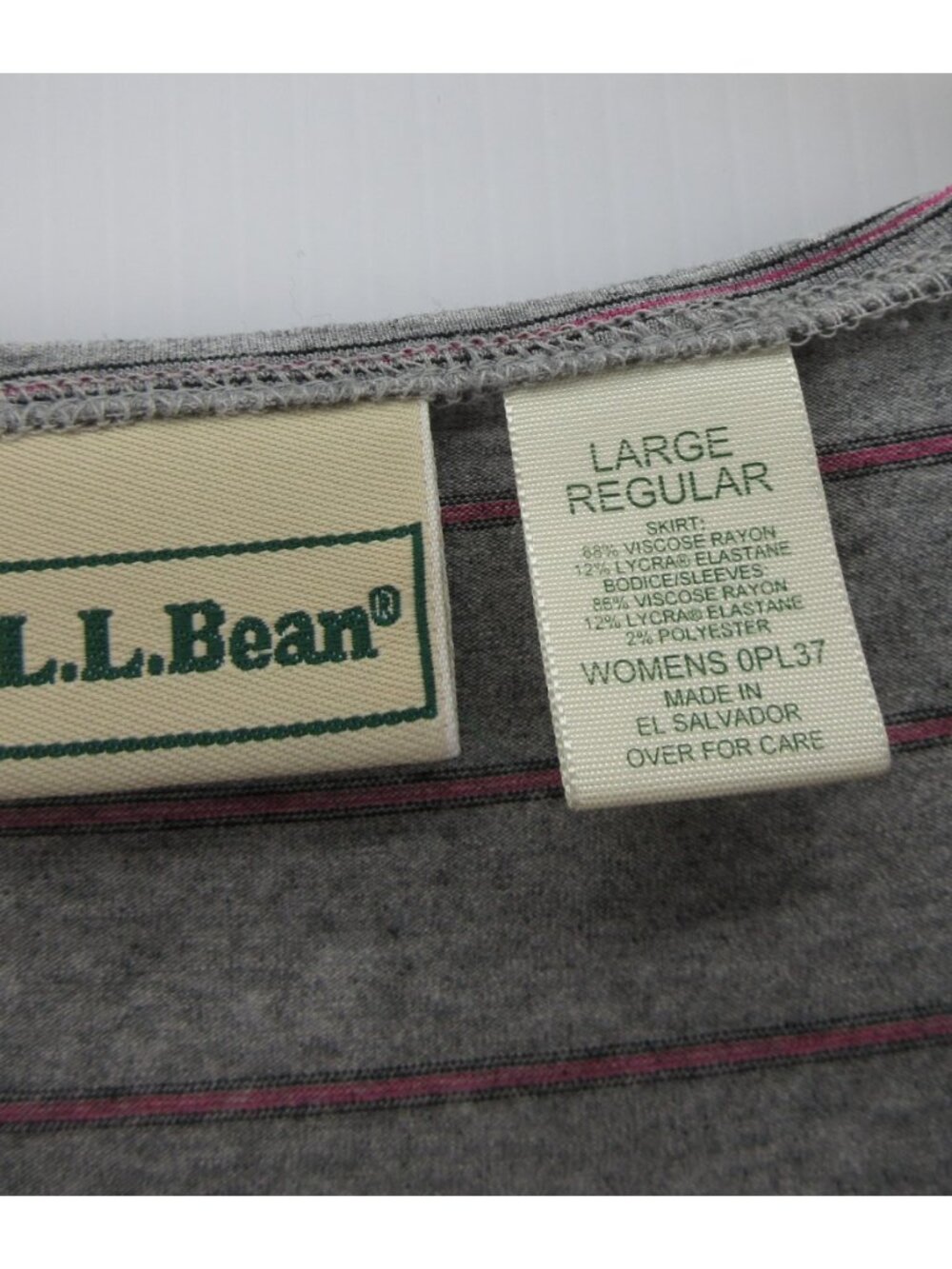 VINTAGE LL Bean Dress Large Shirt Maxi Striped Pullover Stretch Knit - Picture 9 of 10